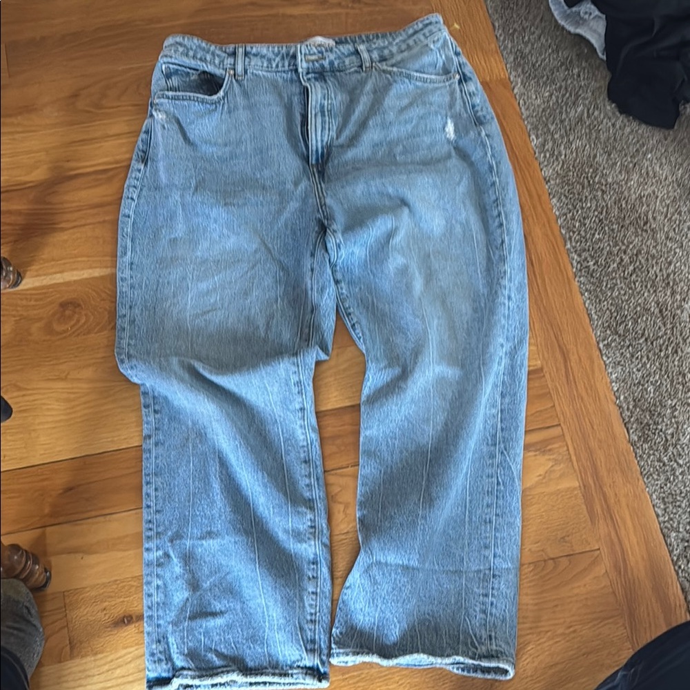 LOFT Blue Relaxed Jeans High-Rise Cropped